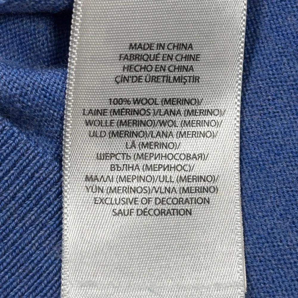 Polo Golf Ralph Lauren Pullover Mens XL Blue 100% Merino Wool 1/4 Zip Sweater